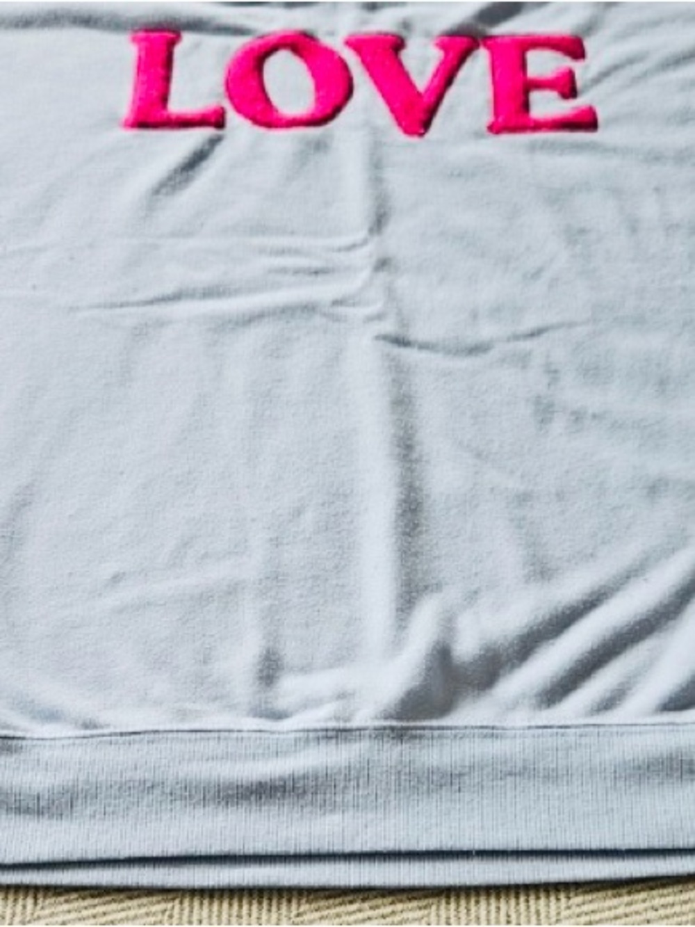 Nine West Light Blue Sweatshirt with Hot Pink Embroidered Letters